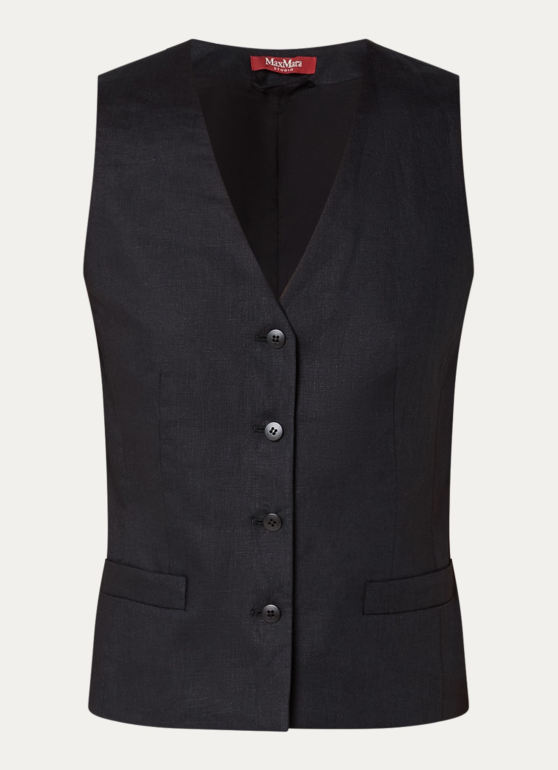 Max Mara Carnet gilet van linnen - voorkant 2 zwart