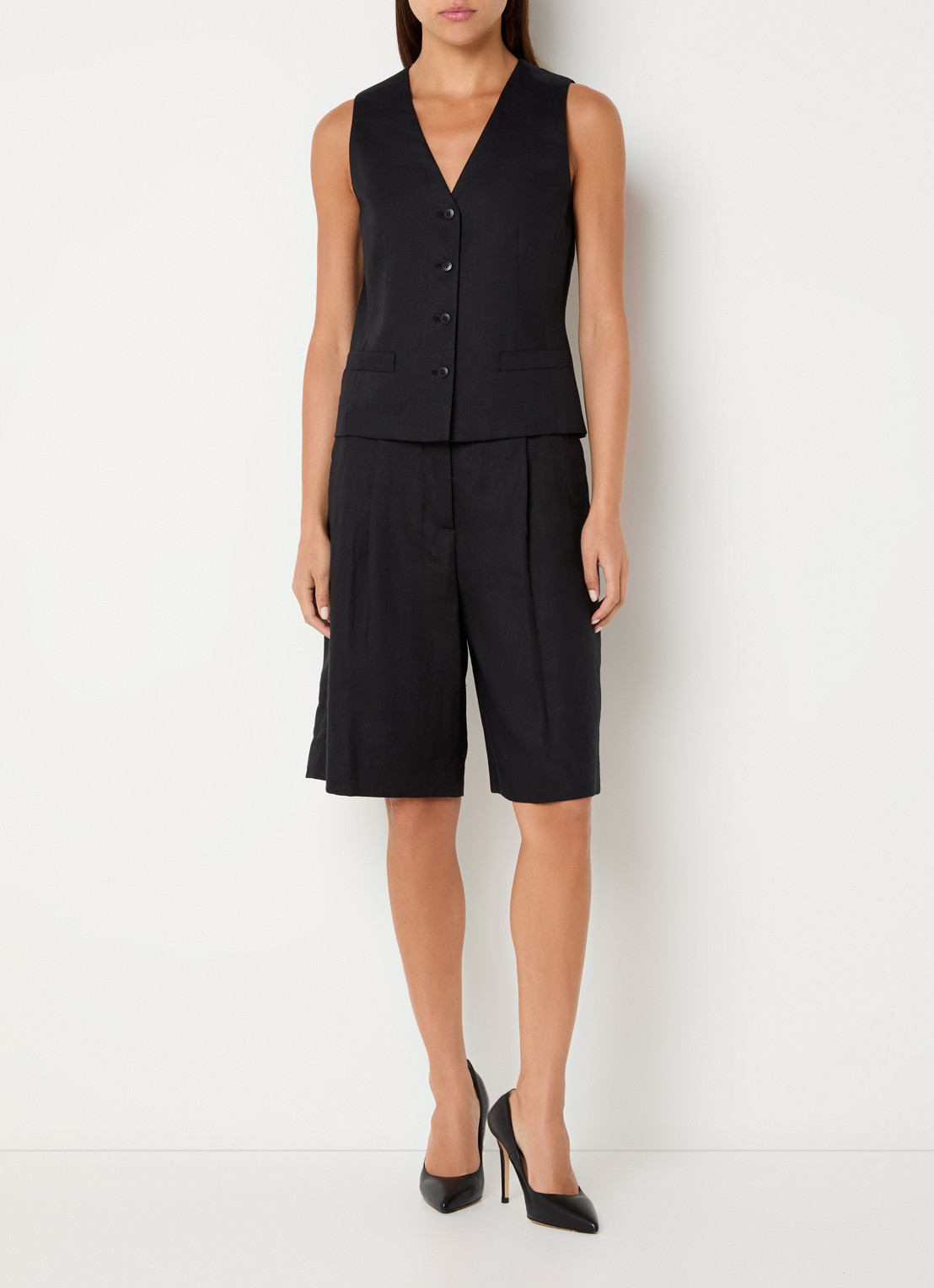 Max Mara Carnet gilet van linnen - voorkant 3 zwart