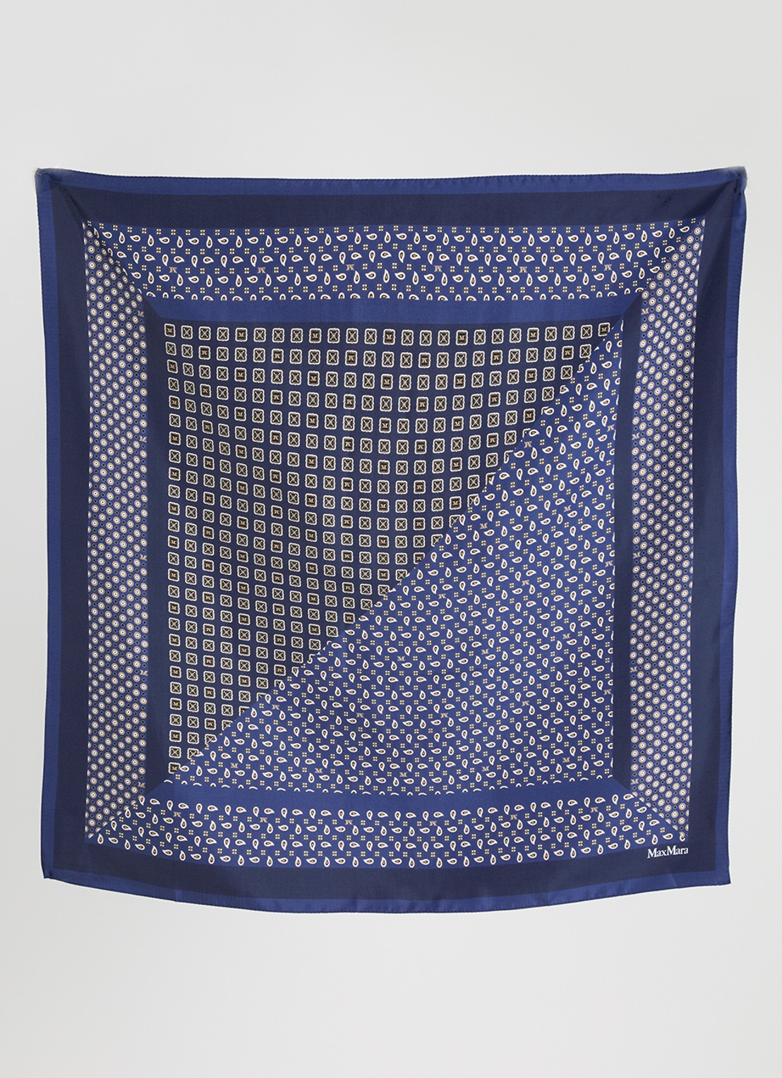 Max Mara Carre sjaal van zijde 89 x 89 cm - detail 2 donkerblauw