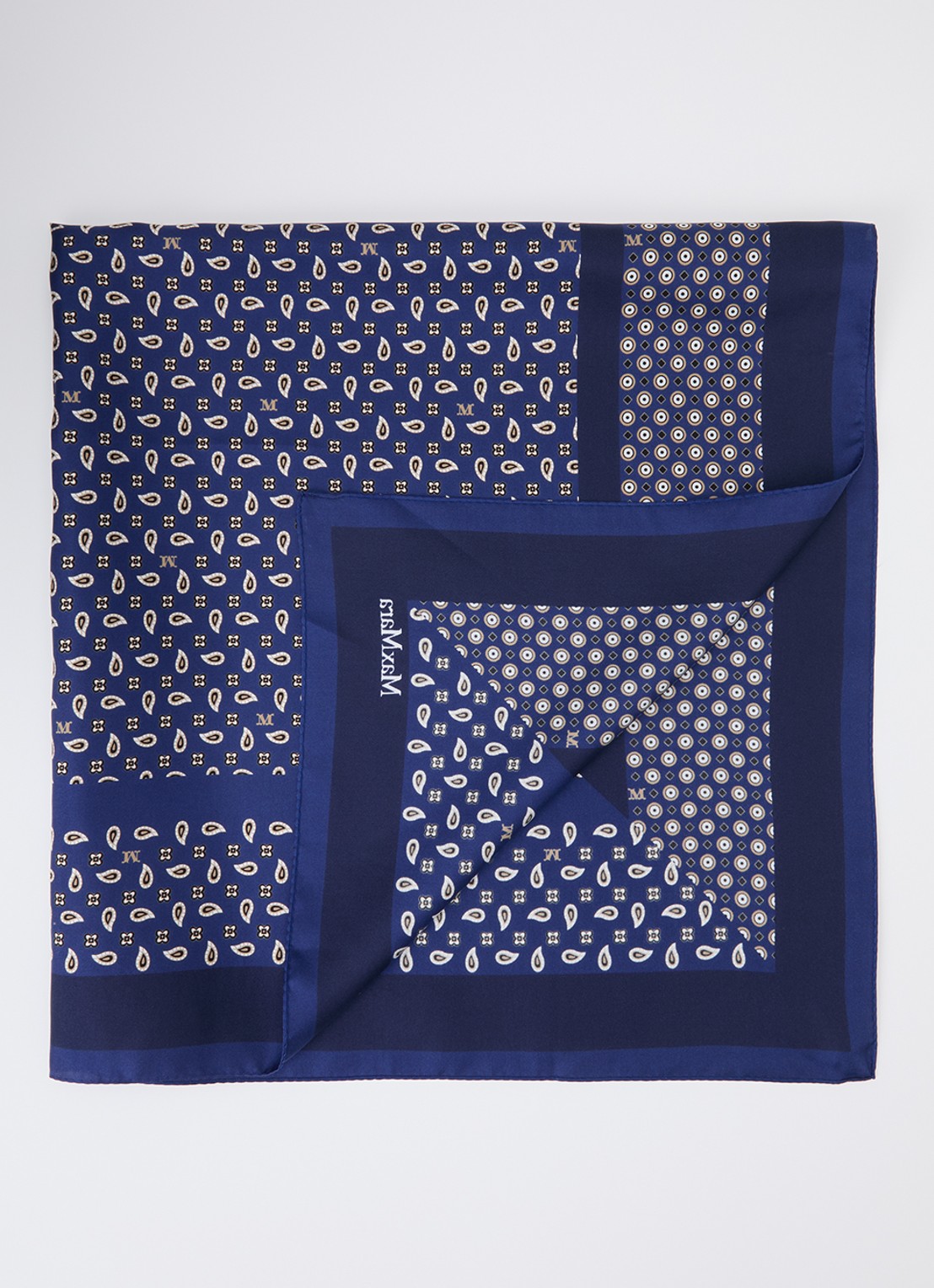 Max Mara Carre sjaal van zijde 89 x 89 cm - voorkant donkerblauw