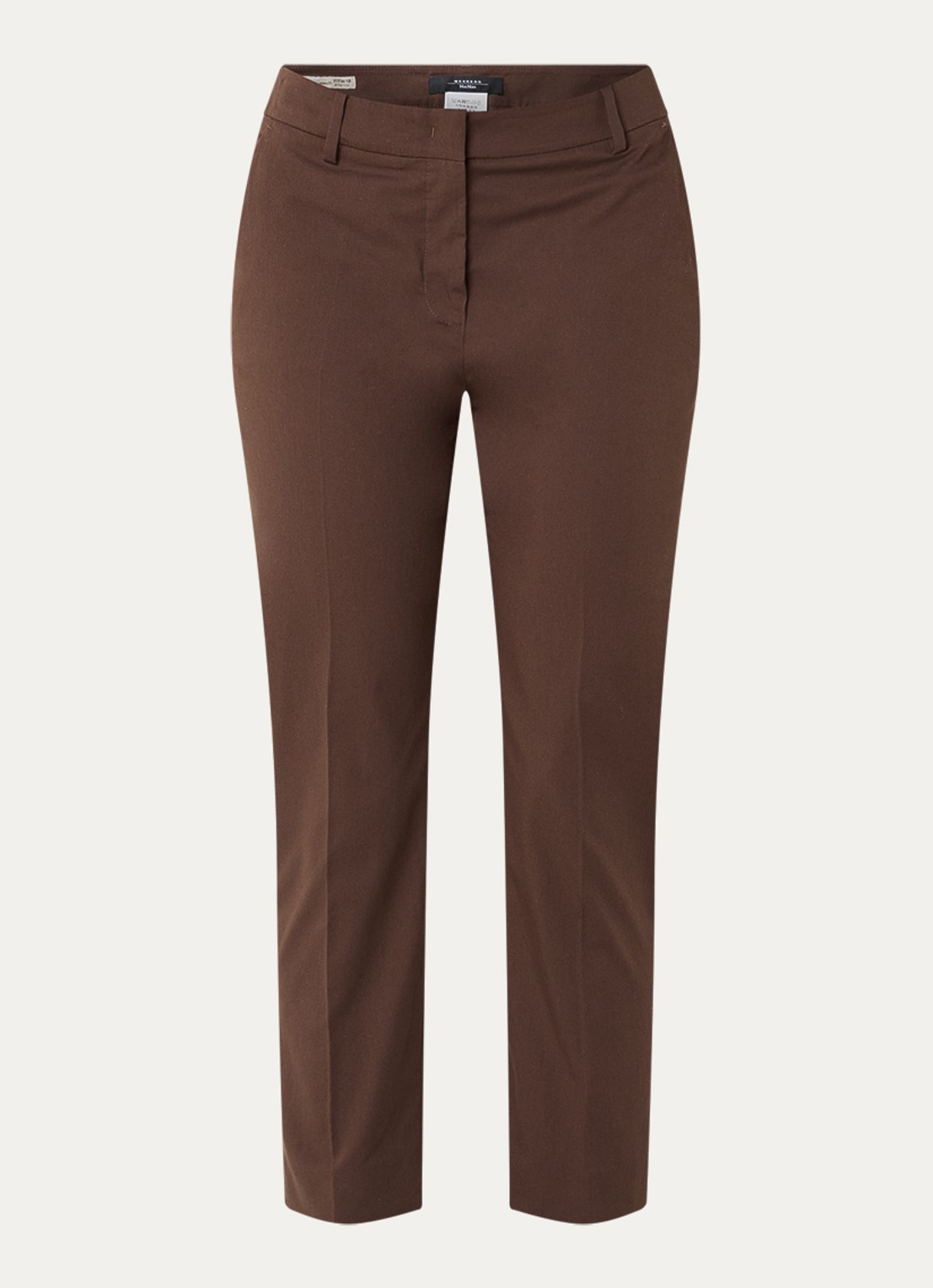 Max Mara Cecco high waist straight fit cropped pantalon met steekzakken - voorkant 3 bruin