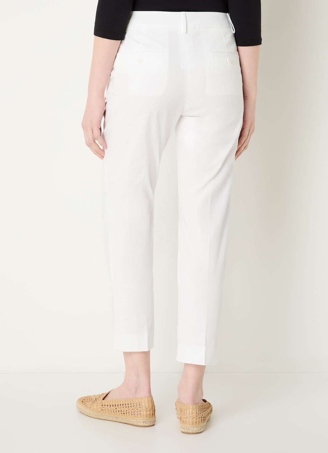 Max Mara Cecco high waist straight fit cropped pantalon met steekzakken - achterkant wit
