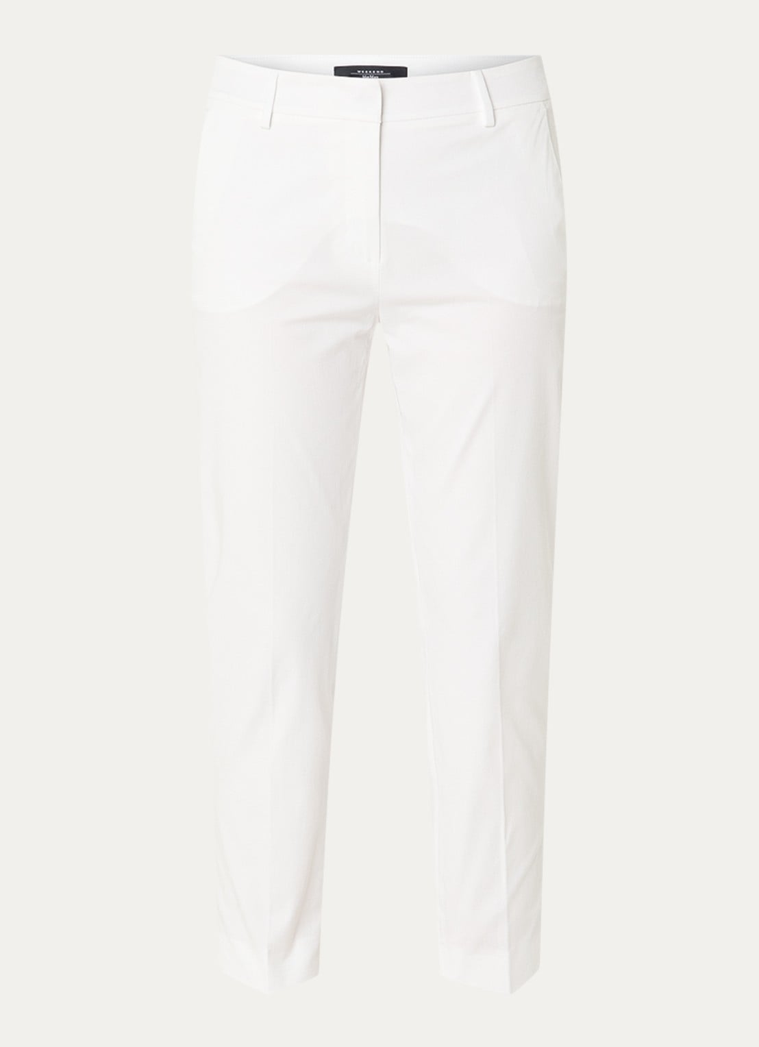 Max Mara Cecco high waist straight fit cropped pantalon met steekzakken - voorkant 2 wit