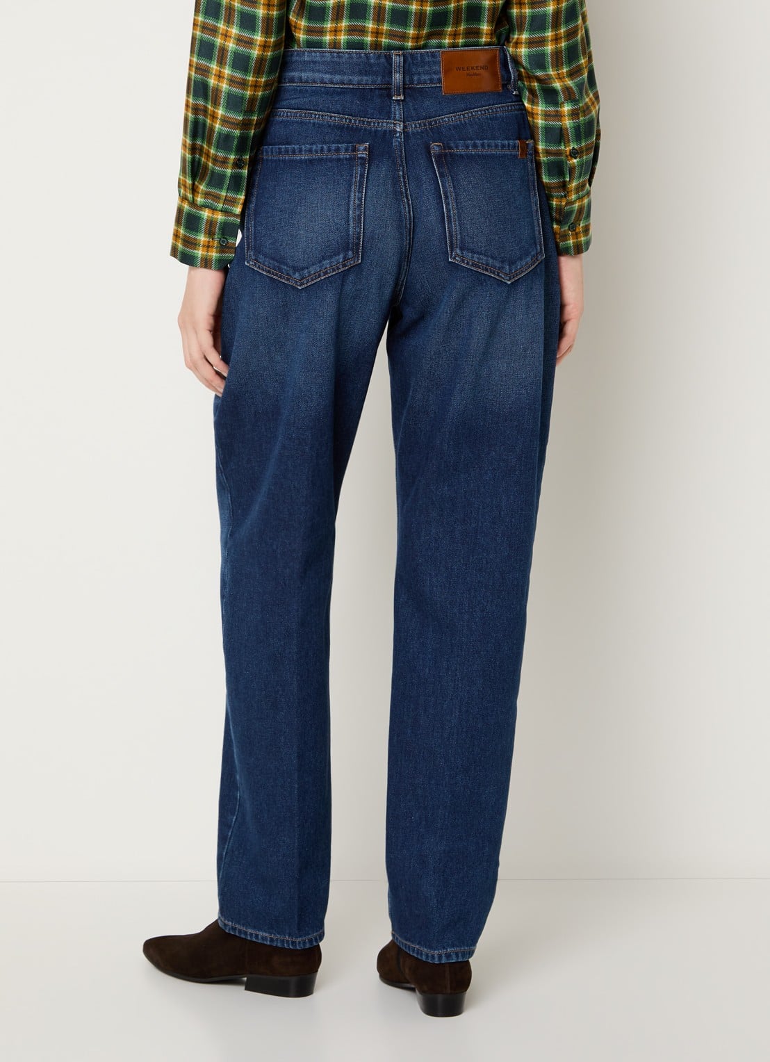Max Mara Cedro high waist tapered jeans met medium wassing - achterkant 3 indigo