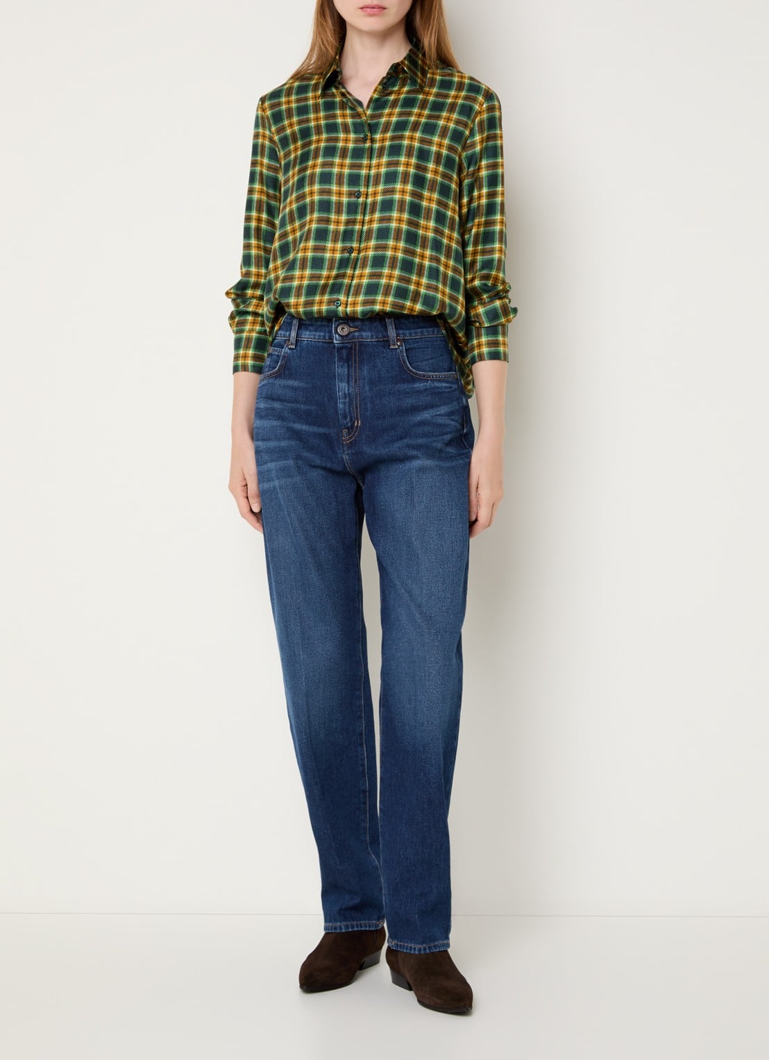 Max Mara Cedro high waist tapered jeans met medium wassing - voorkant 2 indigo