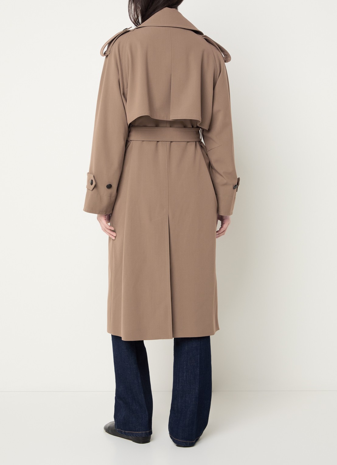 Max Mara Certo trenchcoat van scheerwol met waterafstotende coating - achterkant 2 bruin