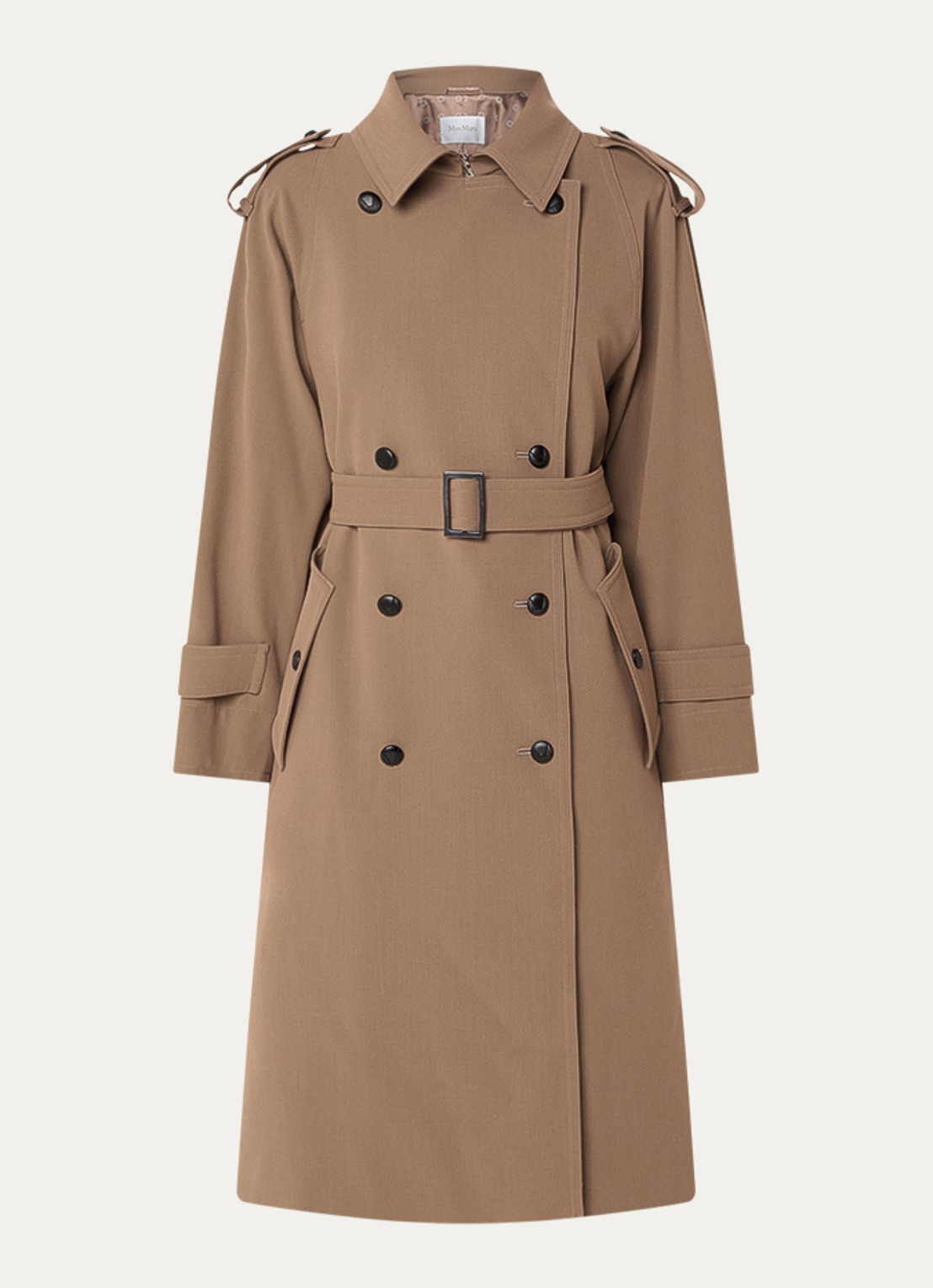 Max Mara Certo trenchcoat van scheerwol met waterafstotende coating - voorkant 3 bruin