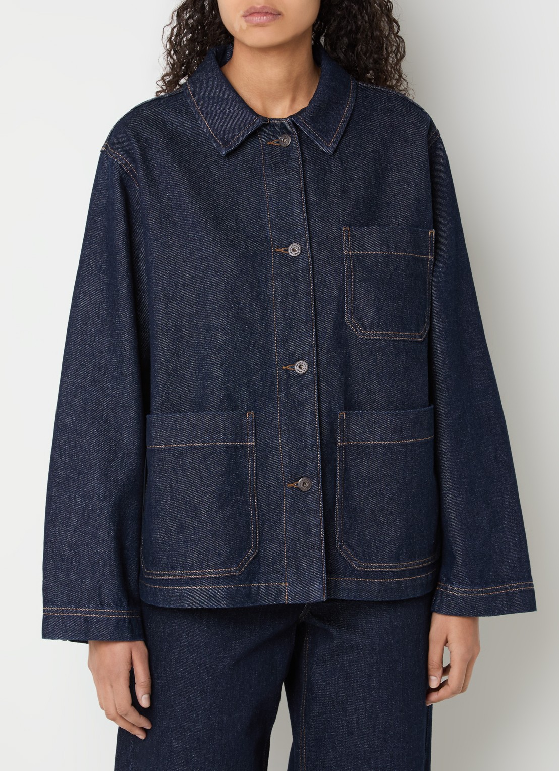 Max Mara Circoli spijkerjas met opgestikte zakken - detail 3 indigo