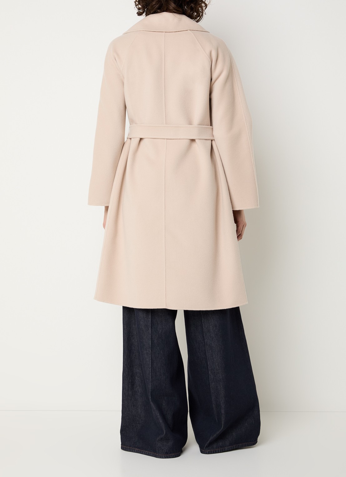 Max Mara Civada mantel in wolblend met steekzakken - achterkant zand