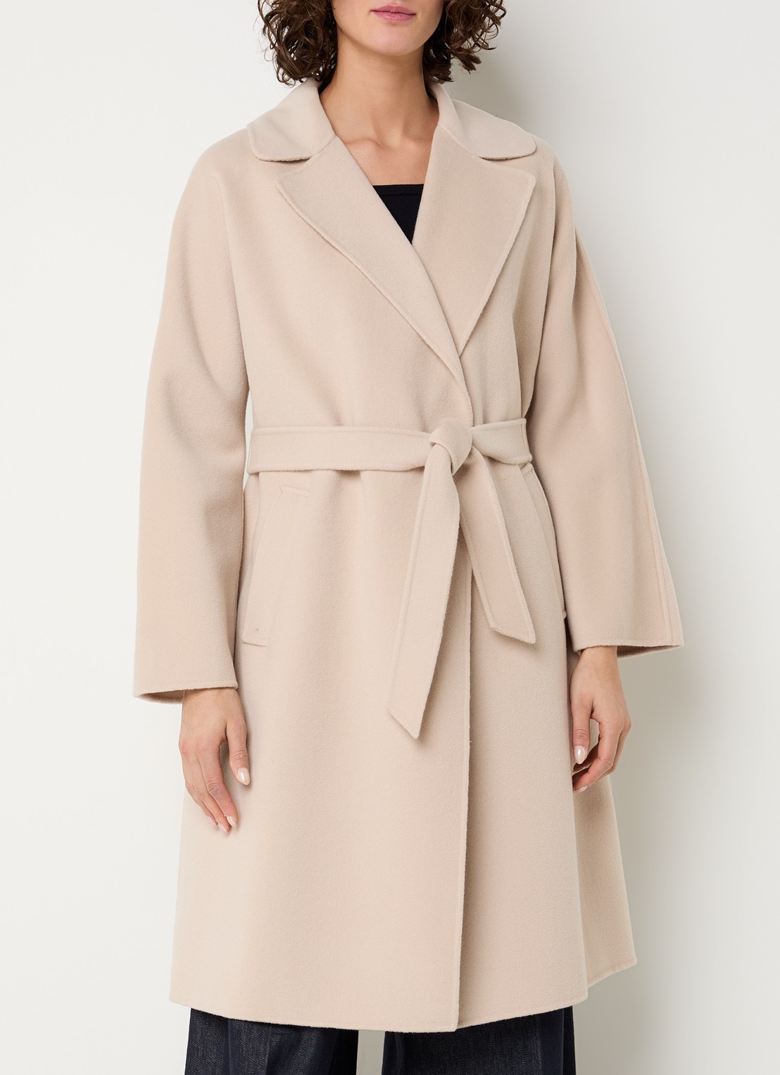 Max Mara Civada mantel in wolblend met steekzakken - detail 4 zand