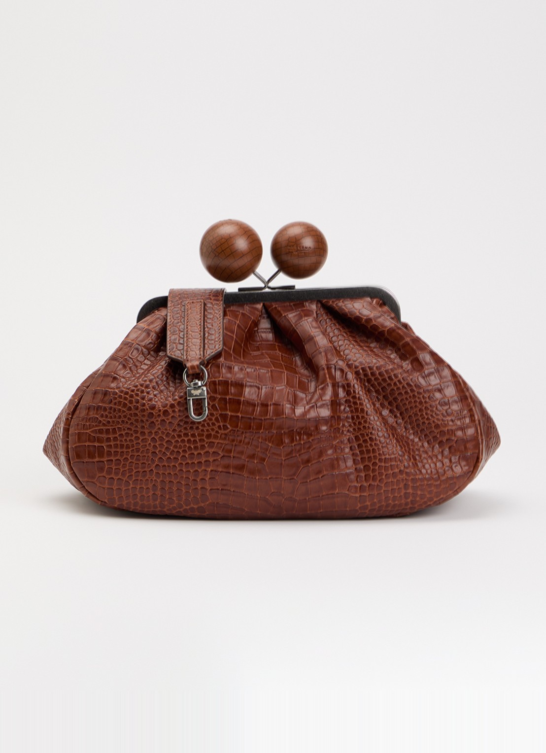 Max Mara Clutch van leer met afneembare schouderriem - voorkant 2 roodbruin