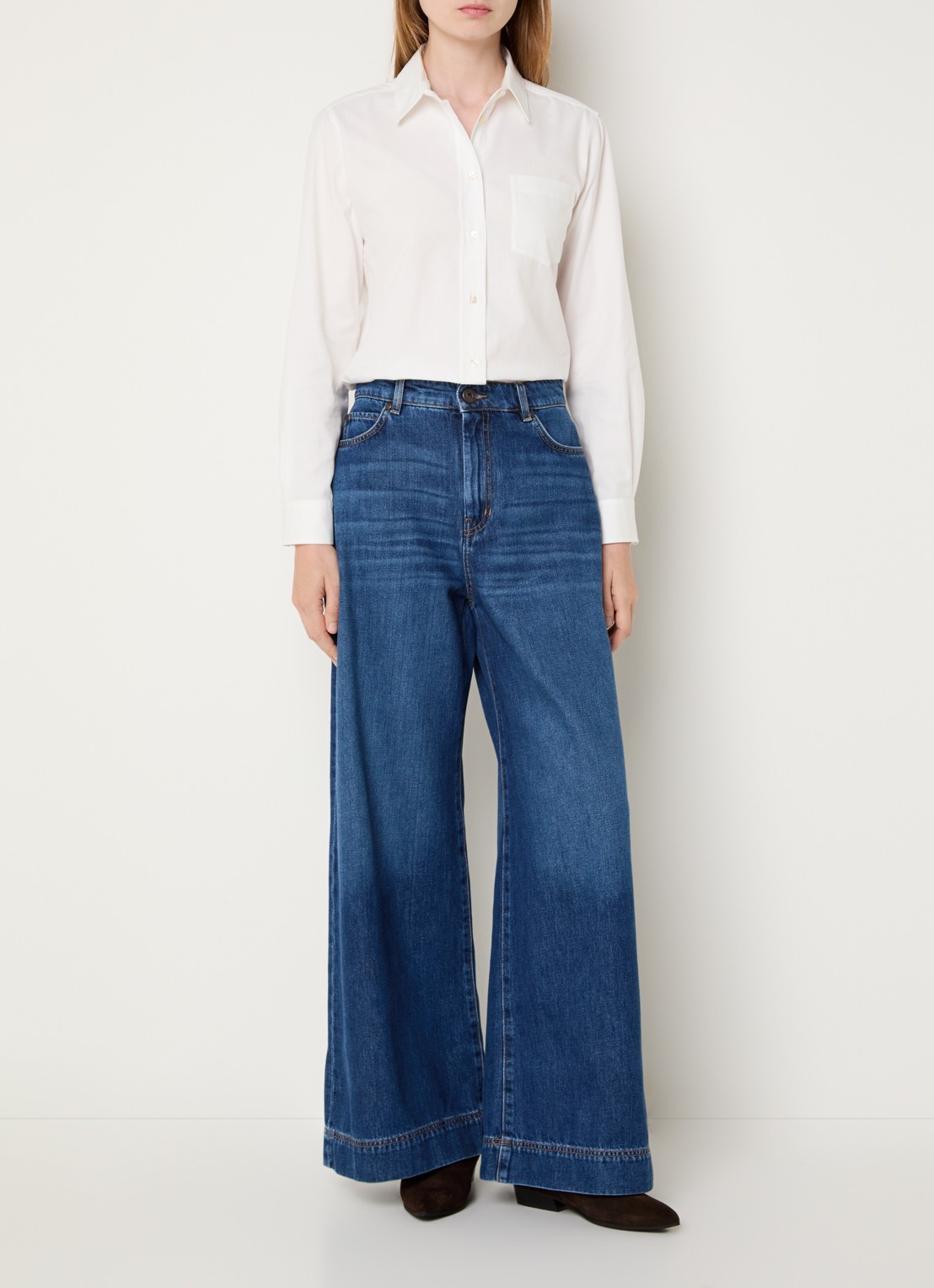 Max Mara Cobalto blouse met borstzak - voorkant 4 wit