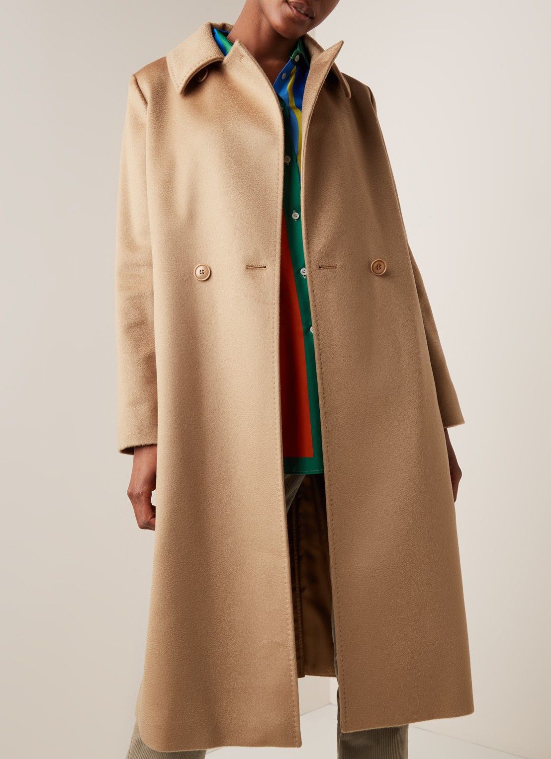 Max Mara Collage mantel in wolblend met strikceintuur - detail 3 camel