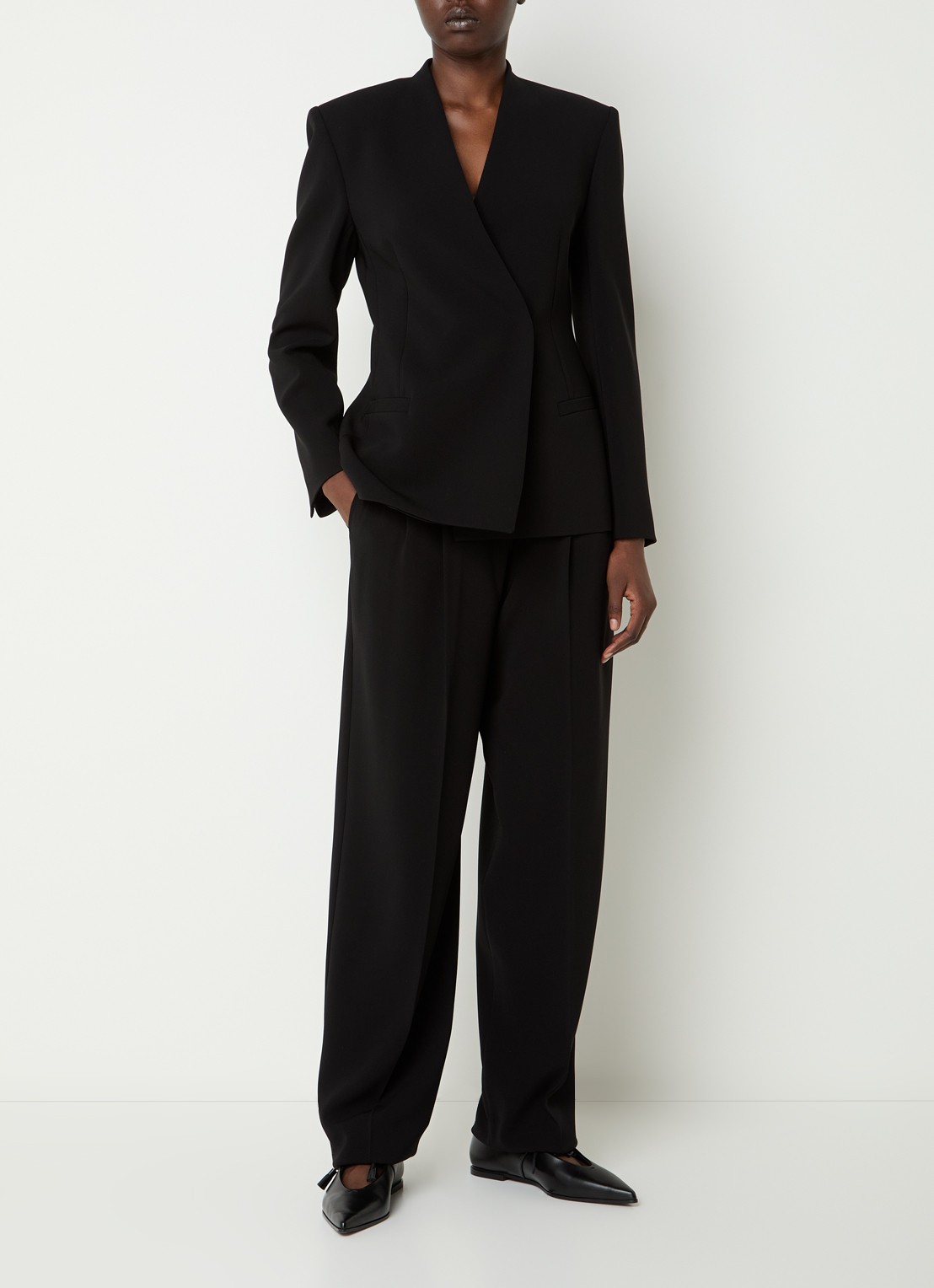Max Mara Corvino high waist tapered fit pantalon met ceintuur - voorkant 2 zwart