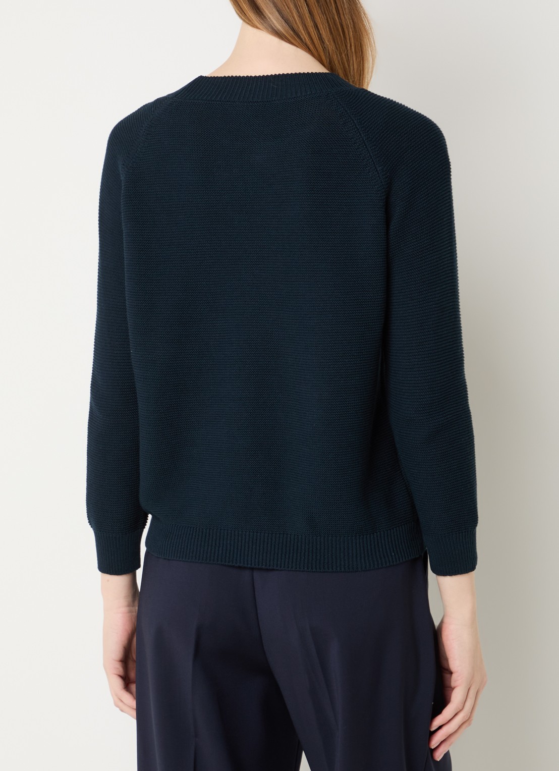 Max Mara Daere fijngebreide trui met ronde hals - achterkant 2 donkerblauw