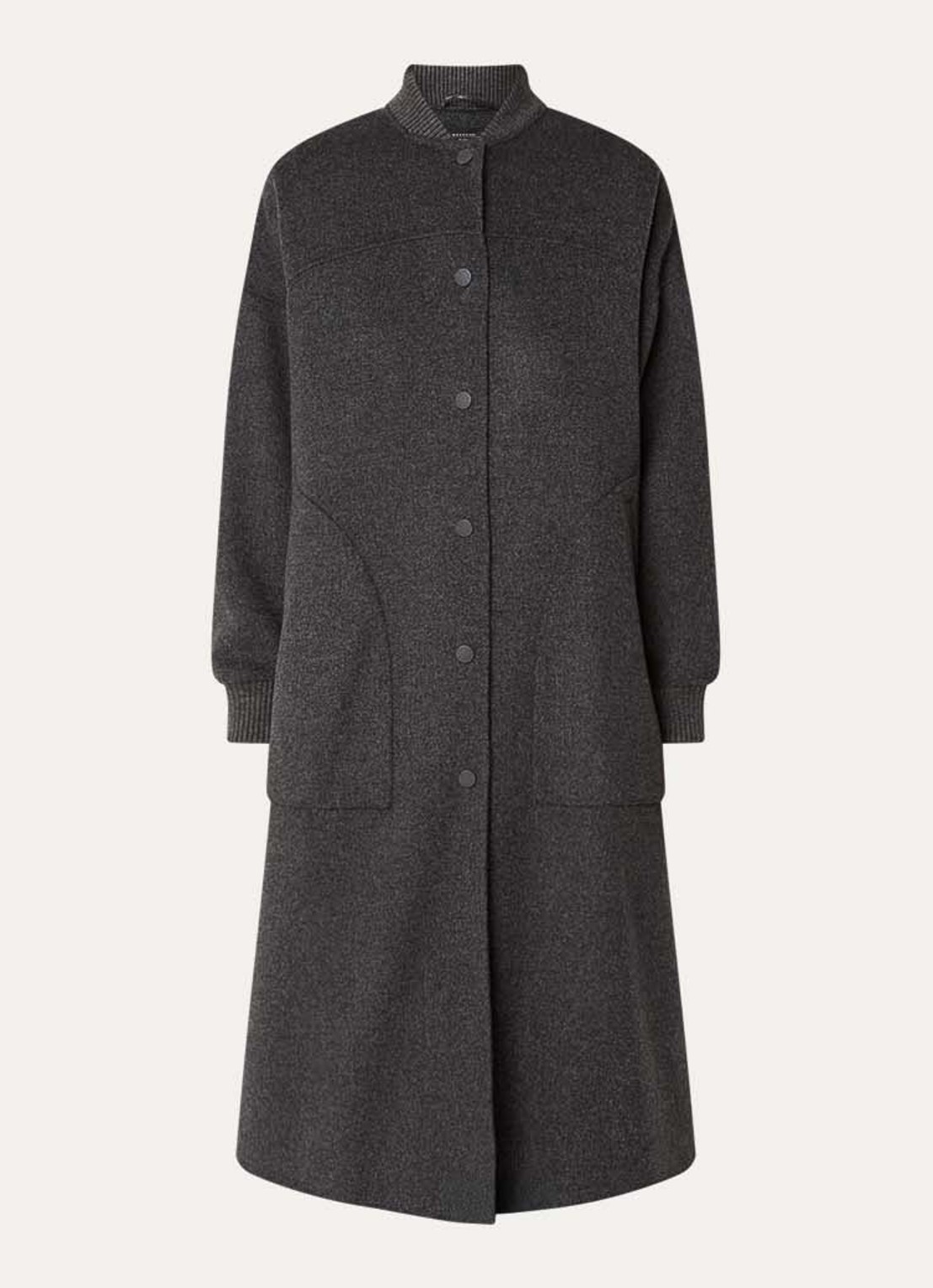 Max Mara Dalamaro mantel van scheerwol met steekzakken - voorkant 3 antraciet