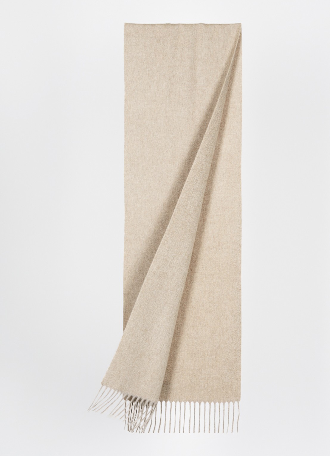 Max Mara Dalia sjaal van kasjmier met franjes 190 x 30 cm  - detail beige