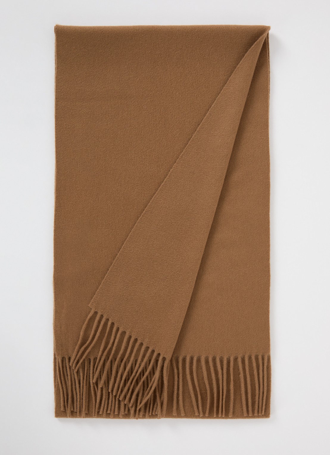 Max Mara Dalia sjaal van kasjmier met franjes 190 x 30 cm  - detail camel