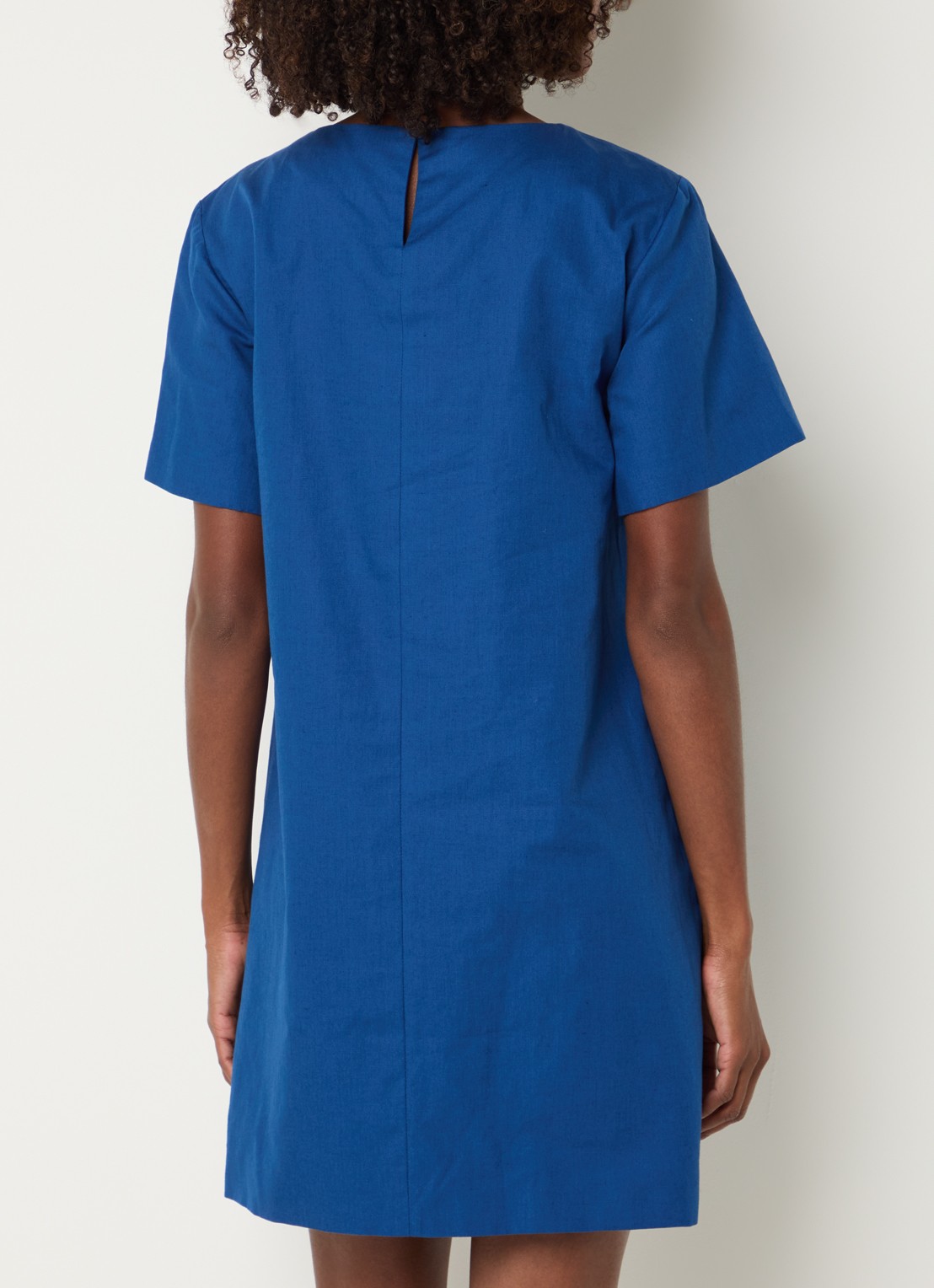 Max Mara Daloa mini jurk in linnenblend - achterkant 4 blauw