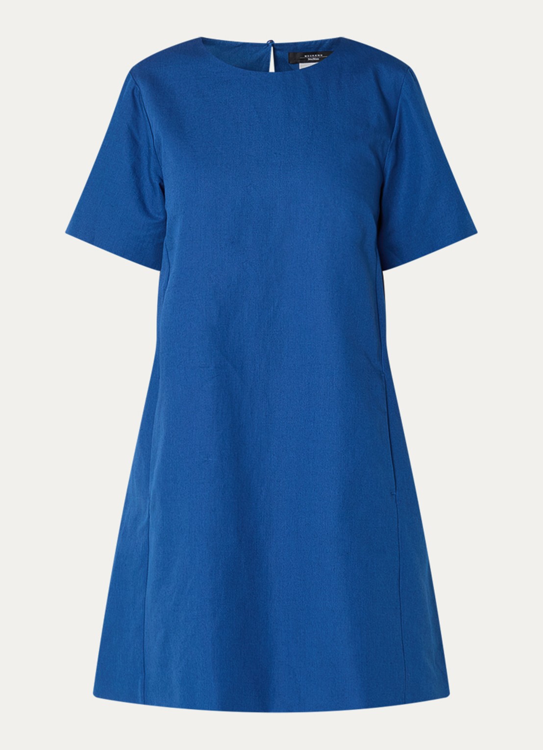Max Mara Daloa mini jurk in linnenblend - voorkant blauw