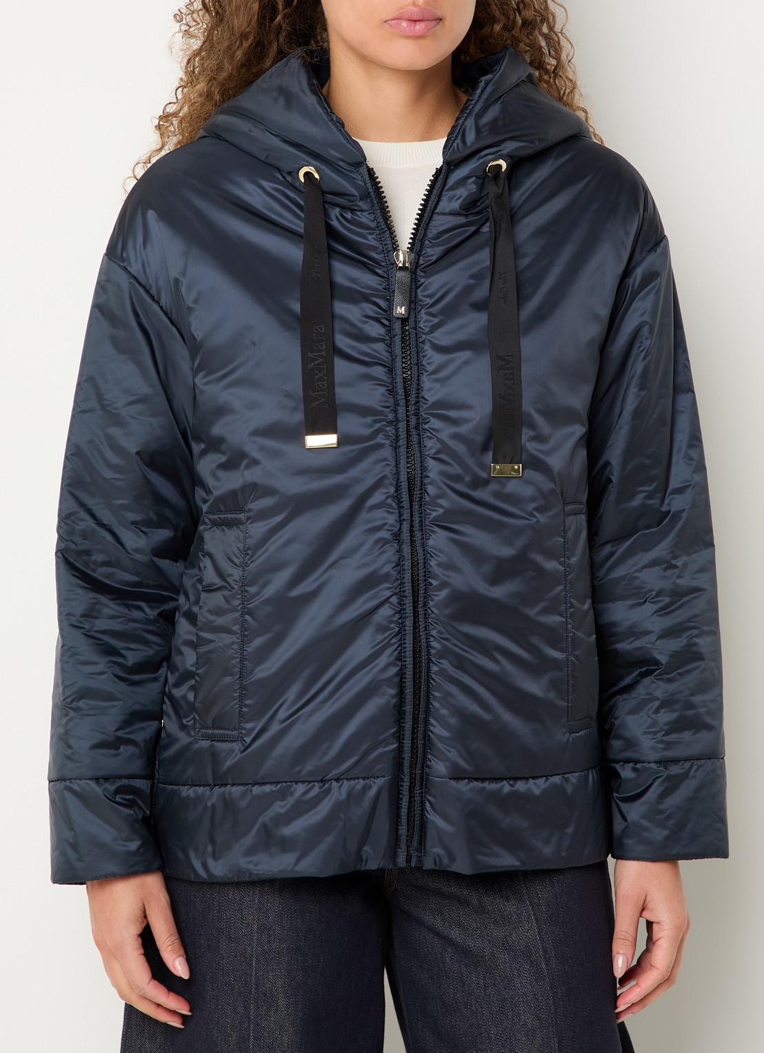 Max Mara Daria gewatteerd jack met steekzakken - detail 2 donkerblauw