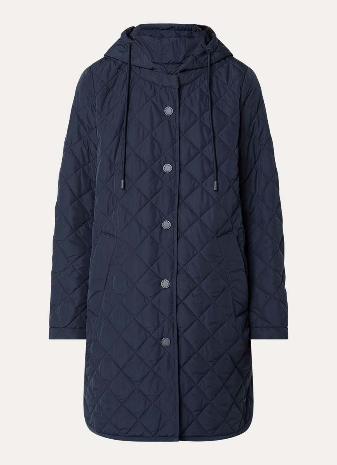 Max Mara Derio gewatteerde jas met capuchon - voorkant donkerblauw