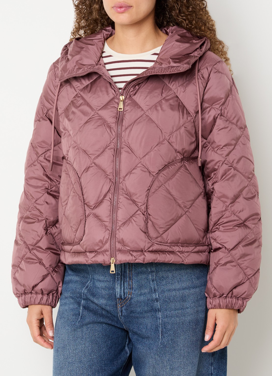 Max Mara Deris gewatteerde jack met quiltpatroon - detail 4 taupe