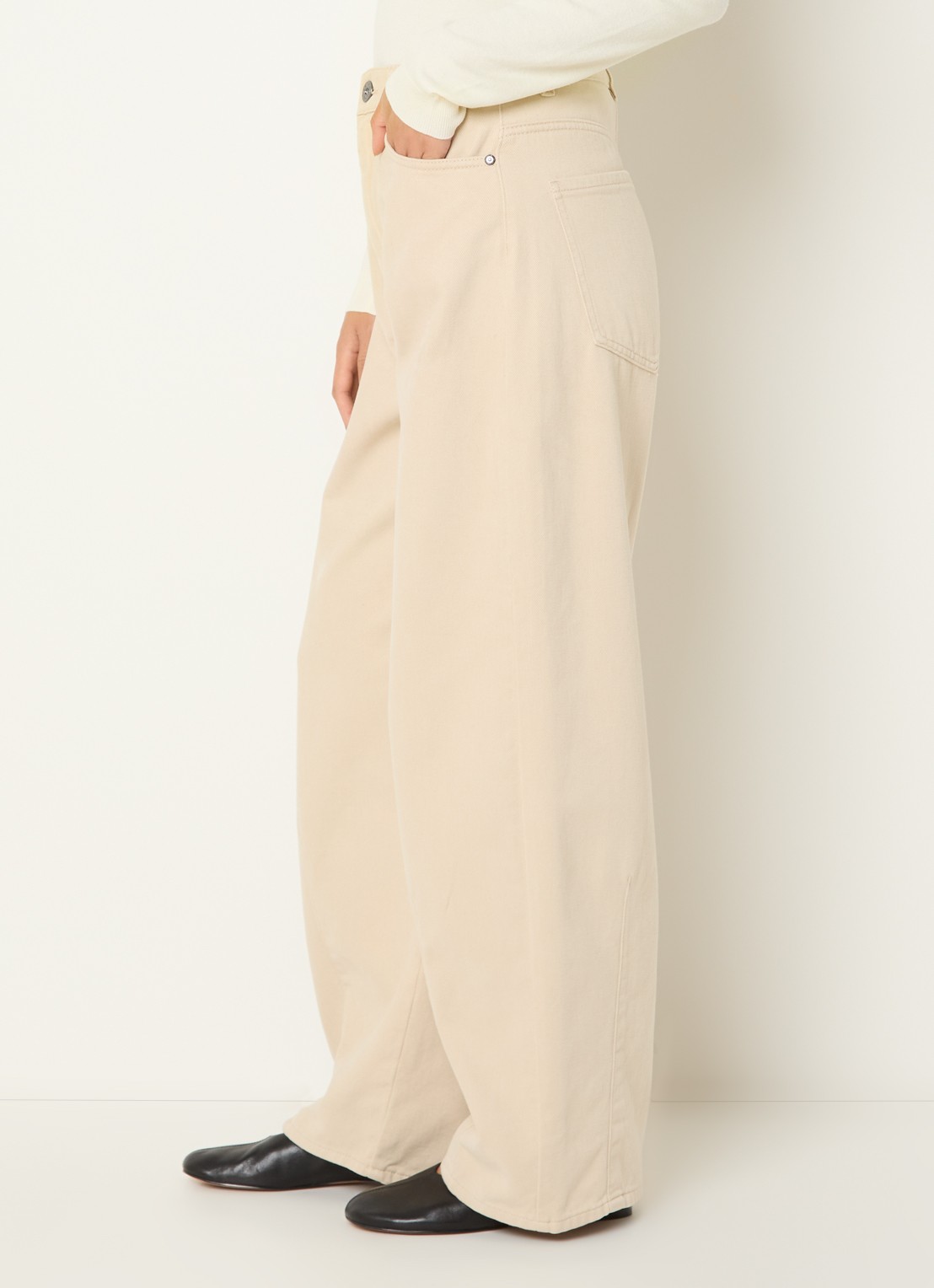 Max Mara Dordine high waist wide fit broek met steekzakken - detail 5 creme