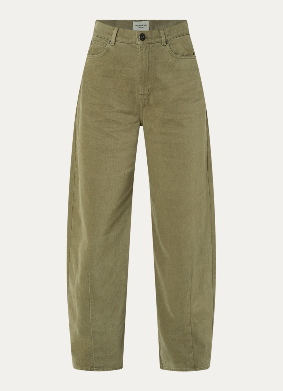 Max Mara Dordine high waist wide fit broek met steekzakken - voorkant 4 khaki