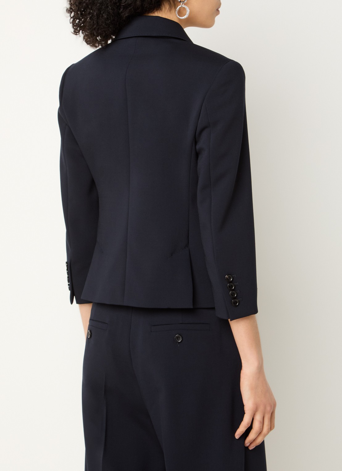 Max Mara Dorico double-breasted blazer van wol met schoudervulling - achterkant donkerblauw