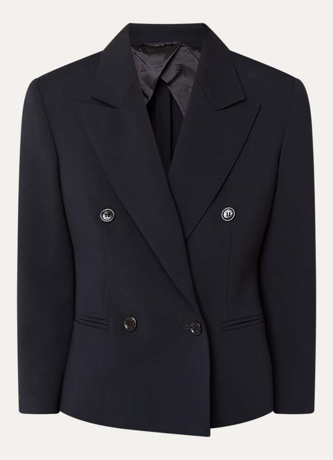 Max Mara Dorico double-breasted blazer van wol met schoudervulling - voorkant 3 donkerblauw