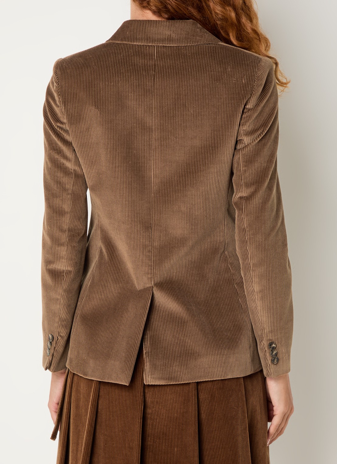 Max Mara Double-breasted blazer van coduroy - achterkant 5 bruin