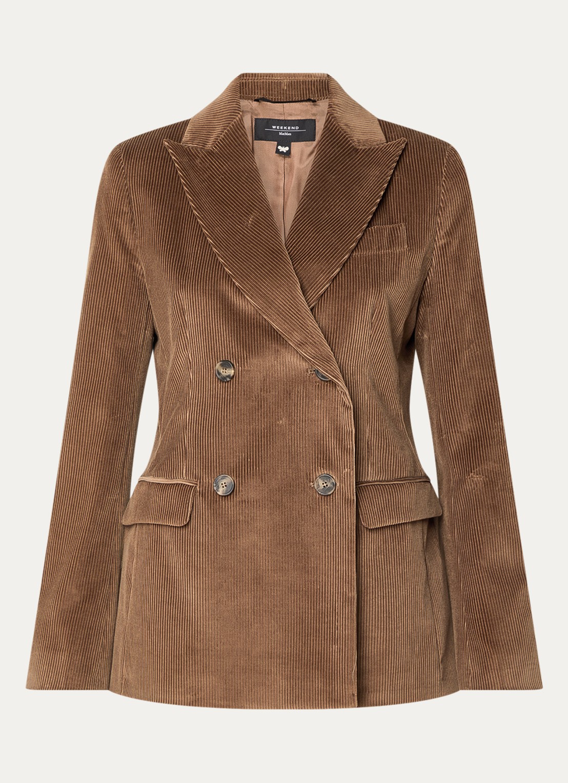 Max Mara Double-breasted blazer van coduroy - voorkant 3 bruin