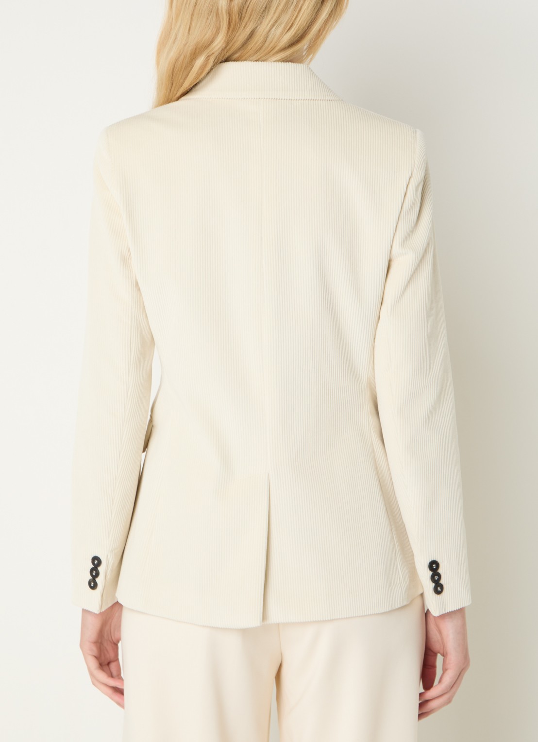 Max Mara Double-breasted blazer van coduroy - achterkant 4 creme