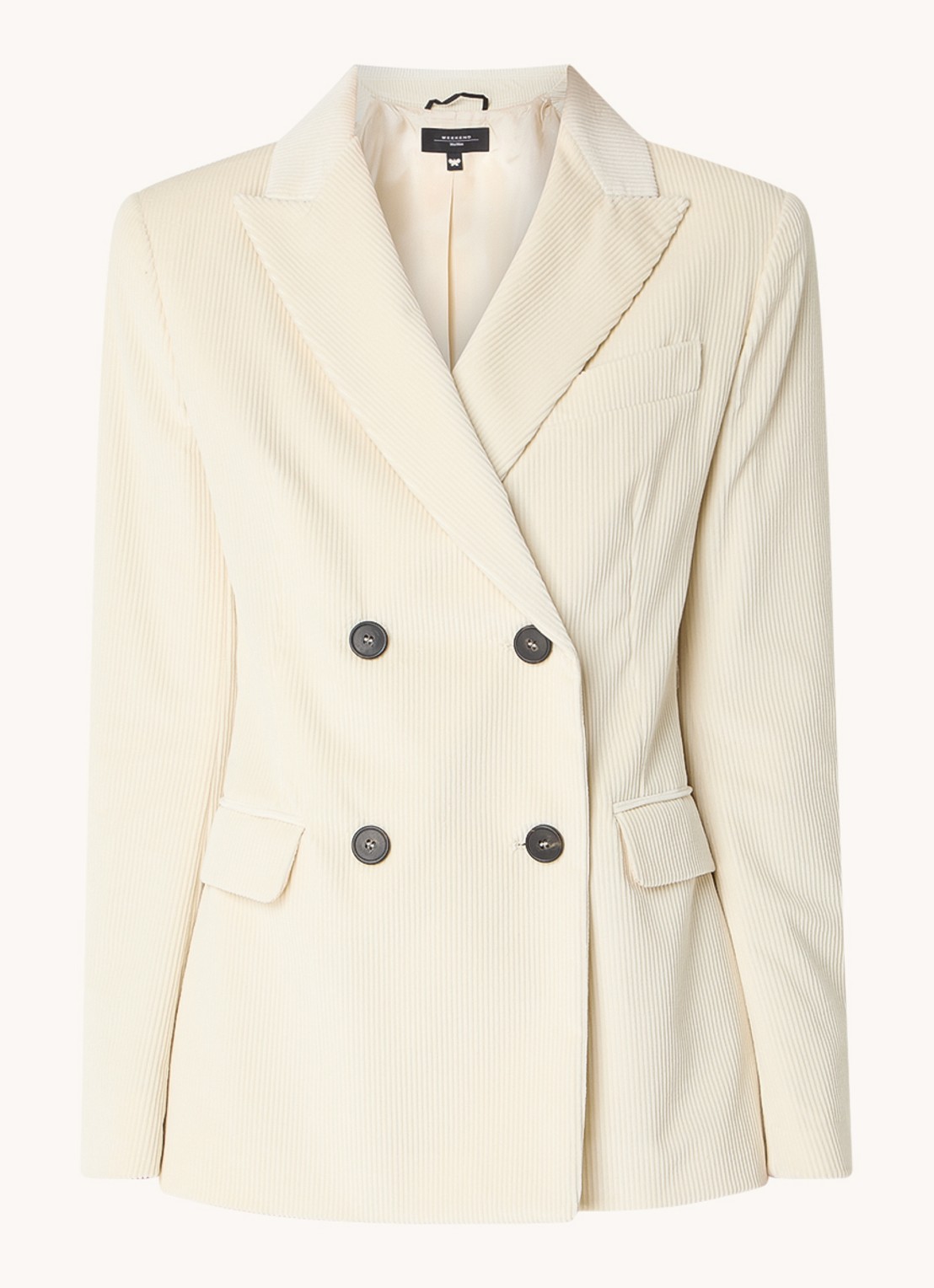 Max Mara Double-breasted blazer van coduroy - voorkant 2 creme