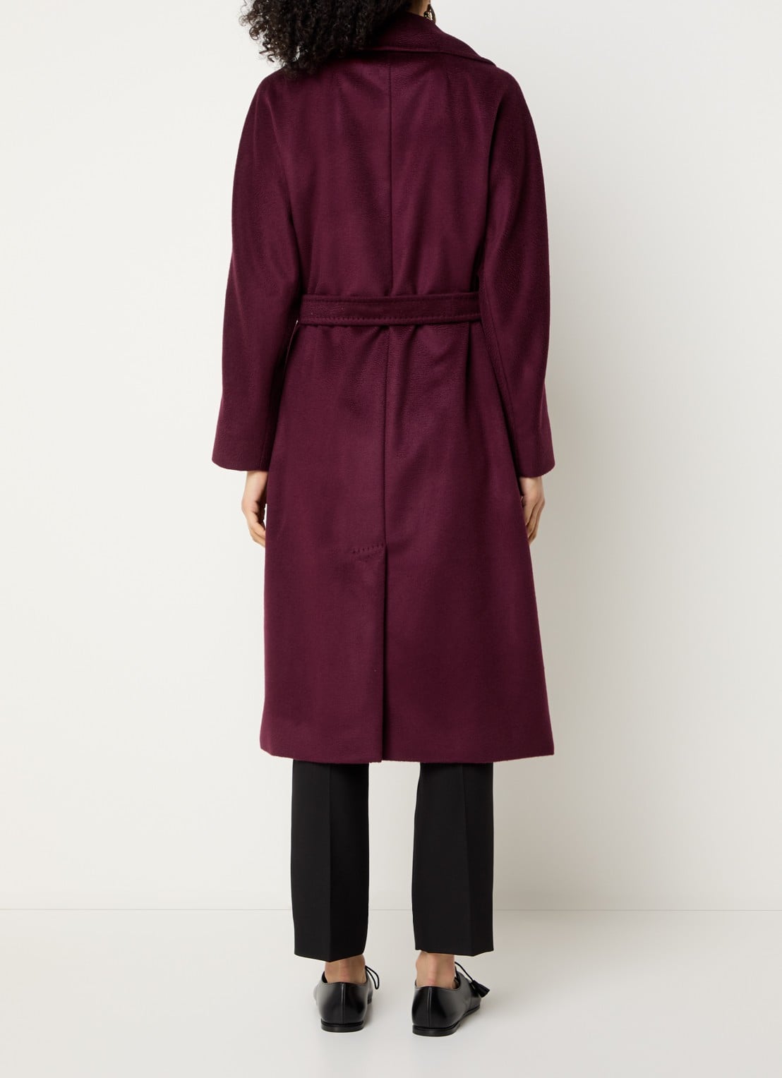 Max Mara Double-breasted blazer van wol met ceintuur - achterkant bordeauxrood