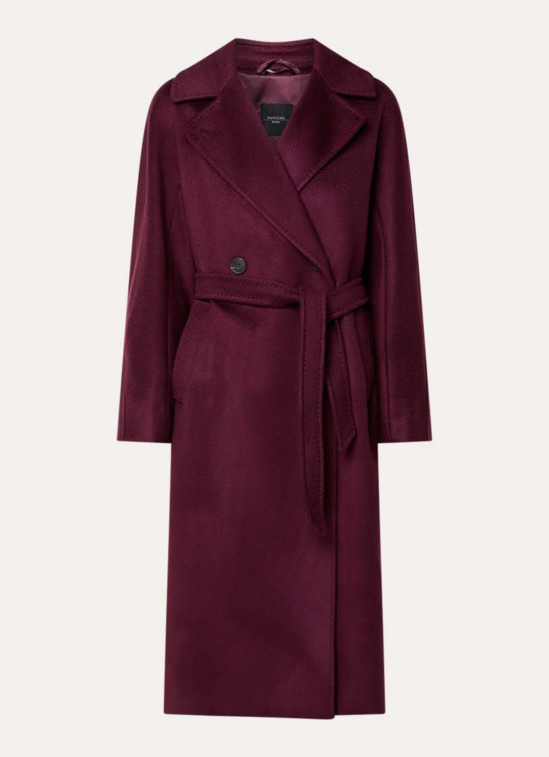 Max Mara Double-breasted blazer van wol met ceintuur - voorkant 3 bordeauxrood
