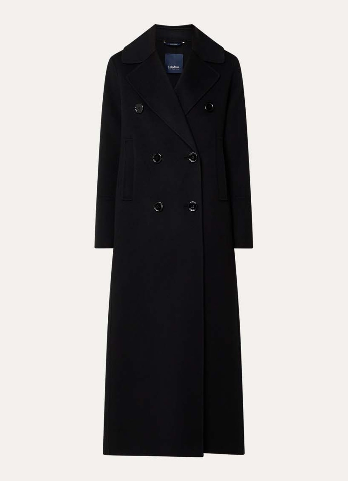 Max Mara Double-breasted mantel van wol met steekzakken - voorkant 2 zwart
