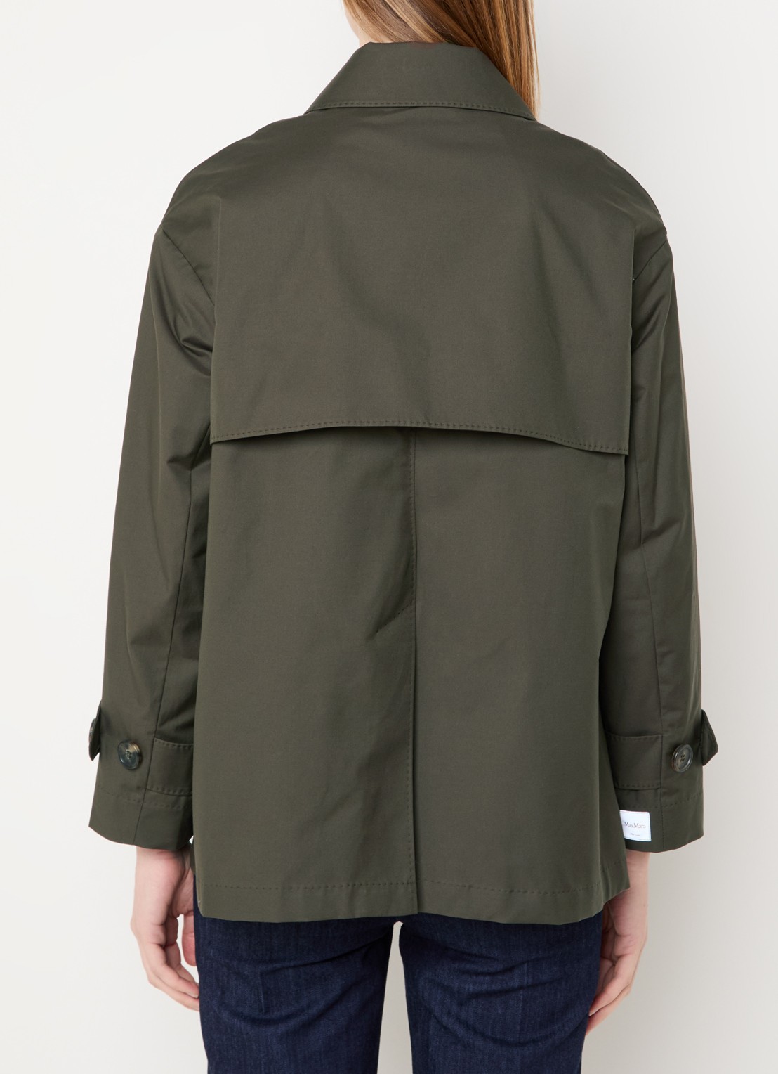 Max Mara Double-breasted trenchcoat met steekzakken - achterkant bronsgroen
