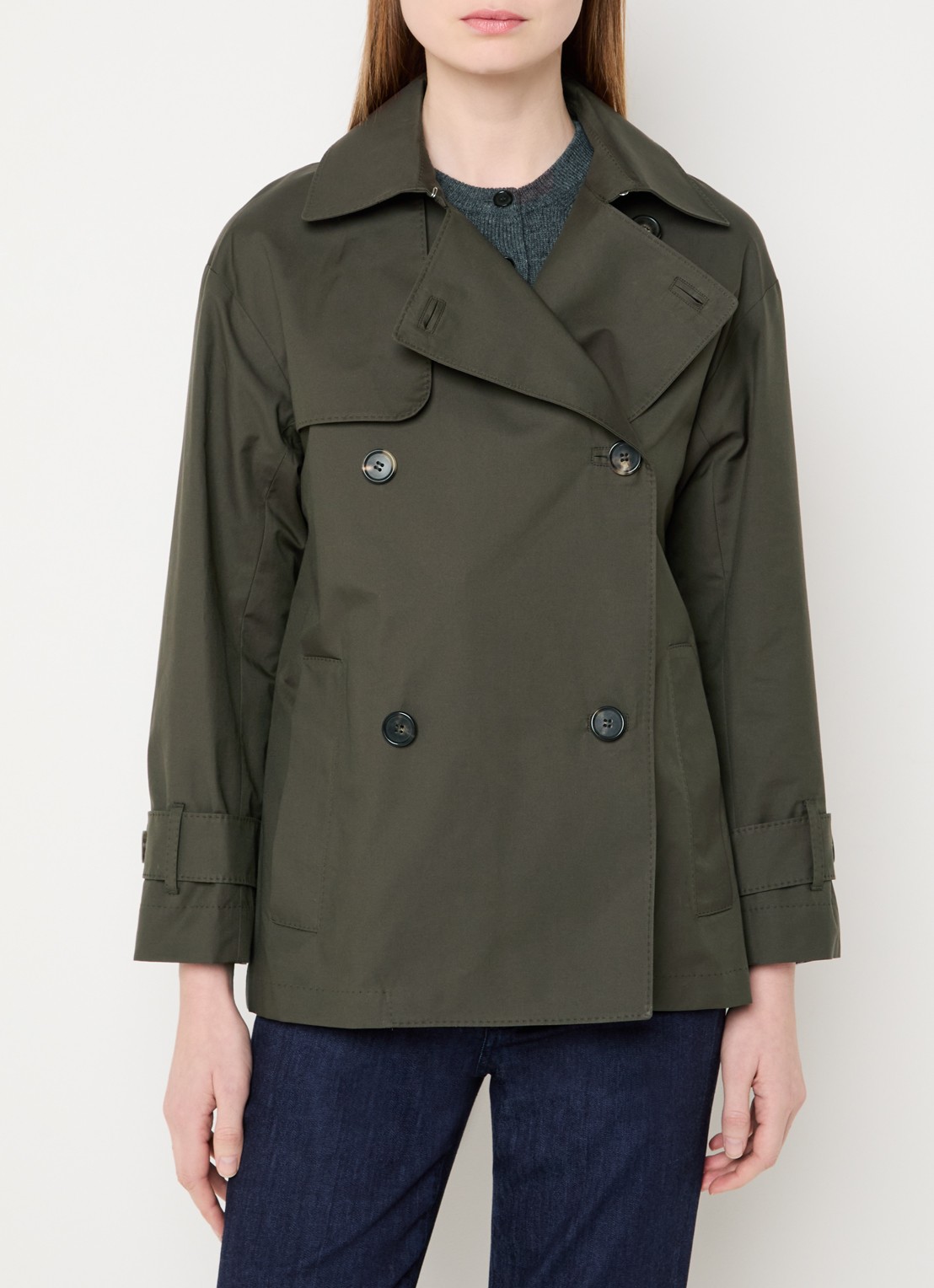 Max Mara Double-breasted trenchcoat met steekzakken - detail 2 bronsgroen