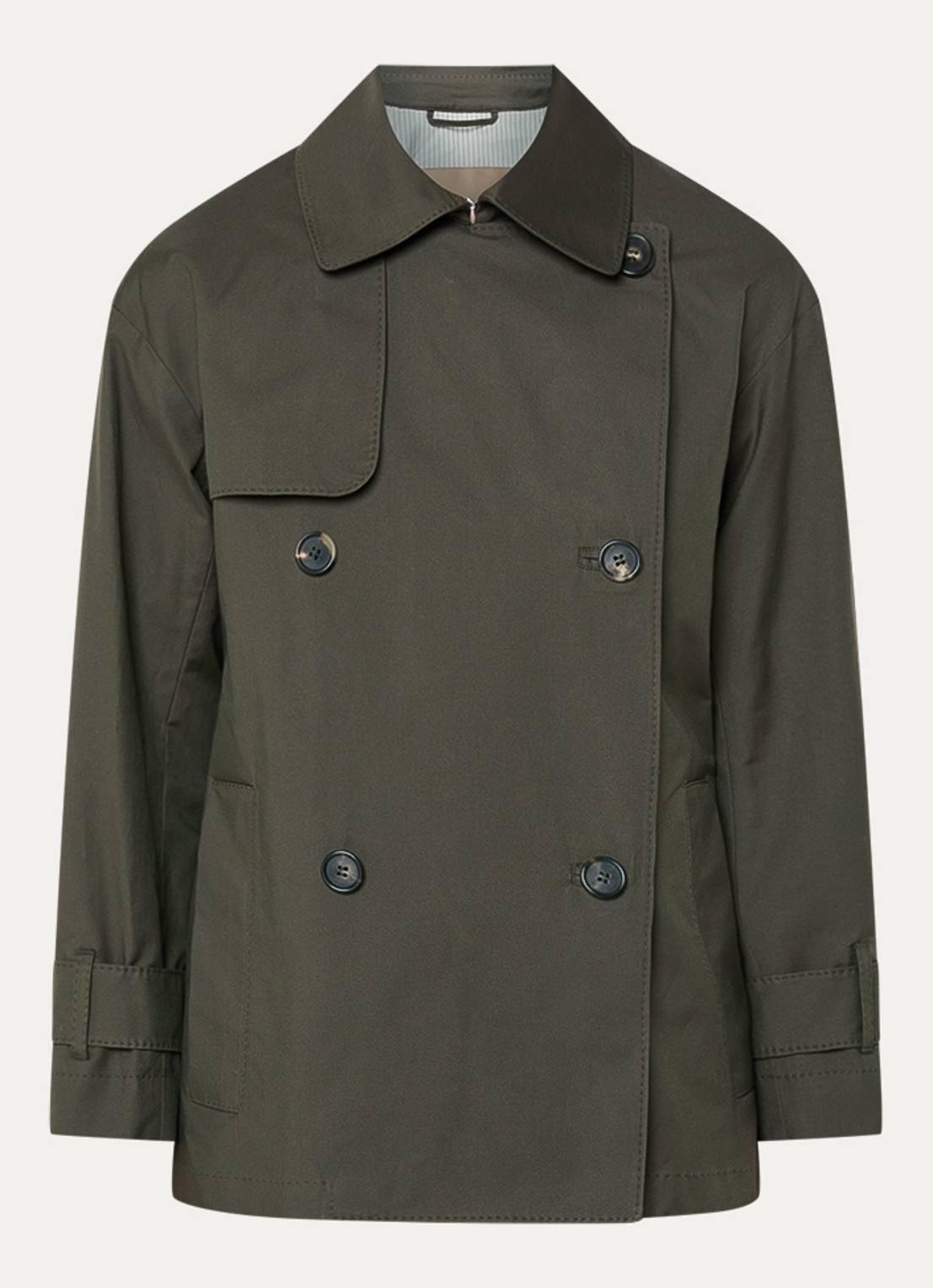 Max Mara Double-breasted trenchcoat met steekzakken - voorkant 3 bronsgroen
