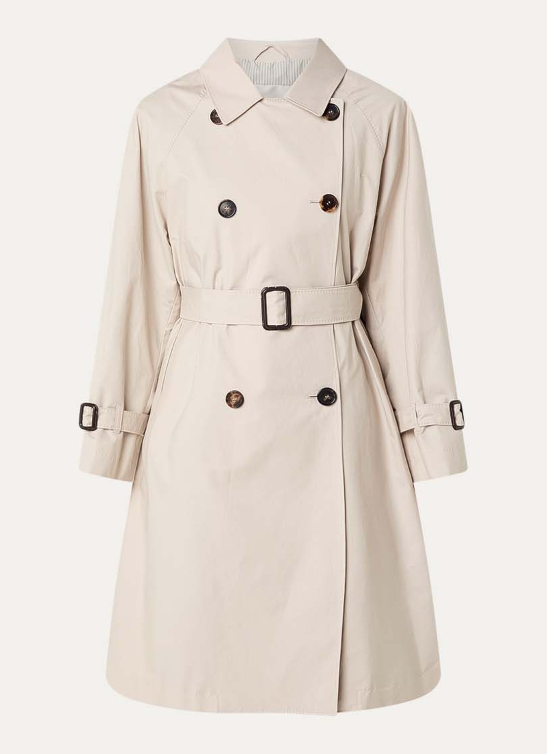 Max Mara Double-breasted trenchcoat met strikceintuur - voorkant 2 beige