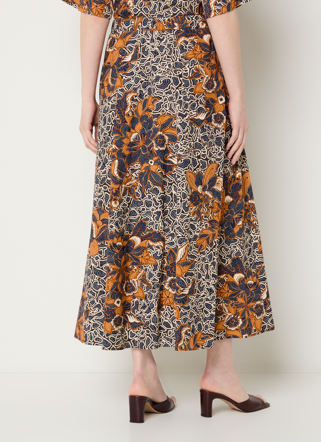 Max Mara Duomo midi rok met print en steekzakken - achterkant 4 oranje