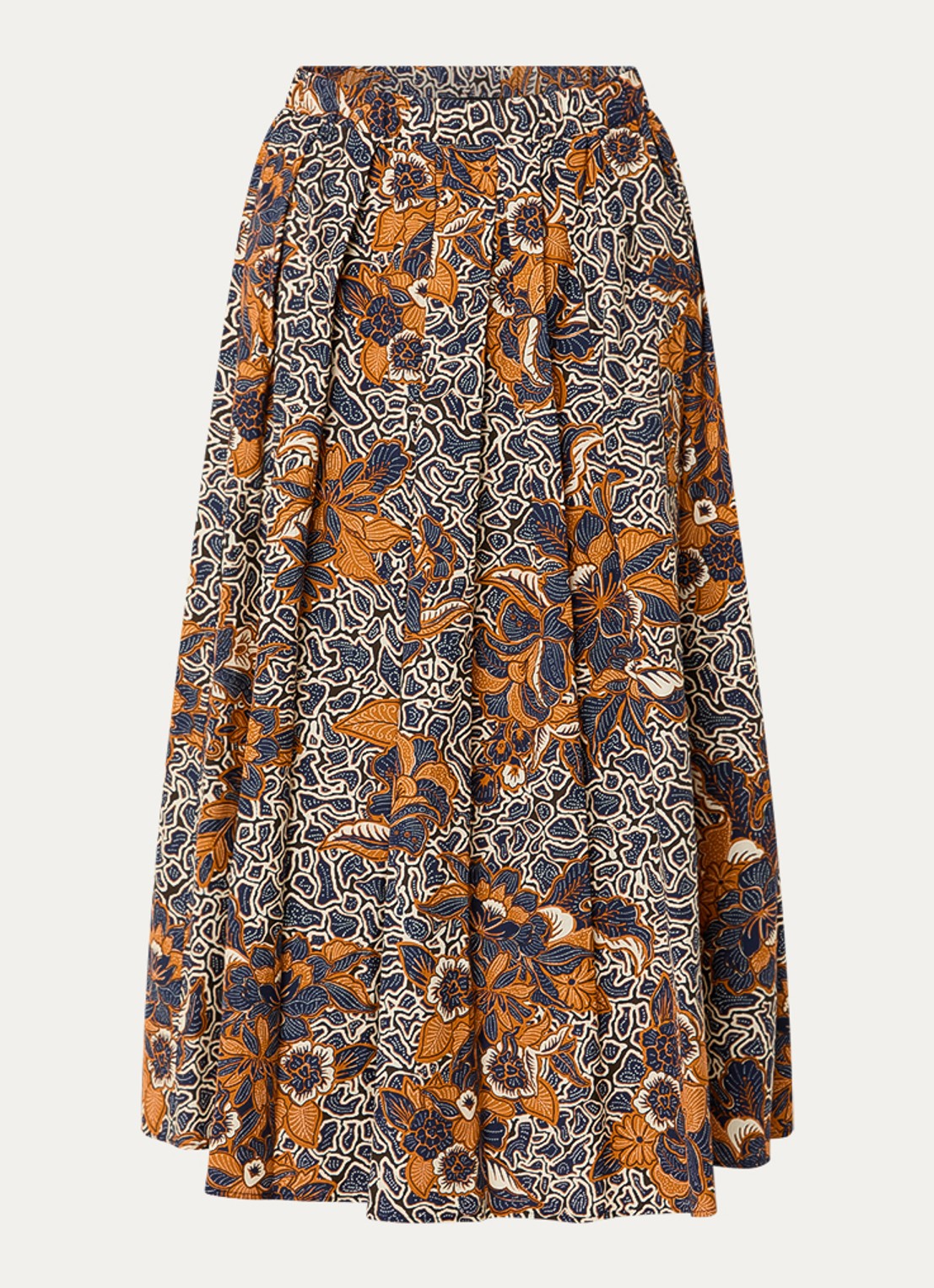 Max Mara Duomo midi rok met print en steekzakken - voorkant oranje