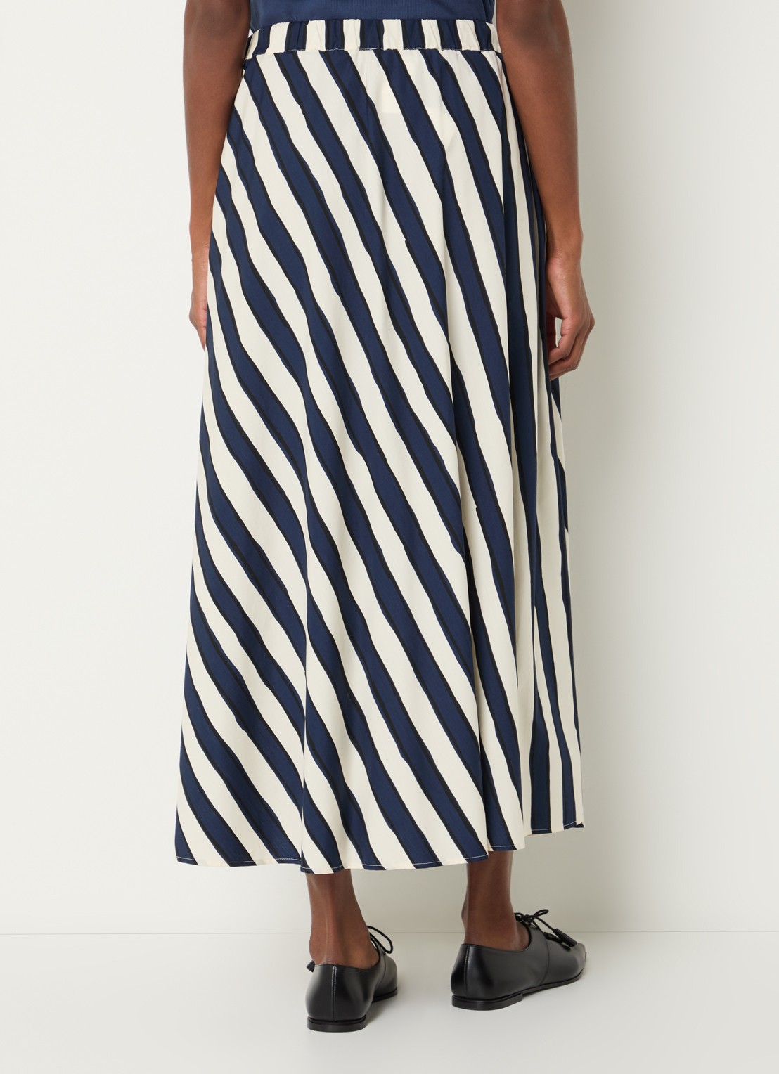 Max Mara Duomo midi rok met print en steekzakken - achterkant donkerblauw