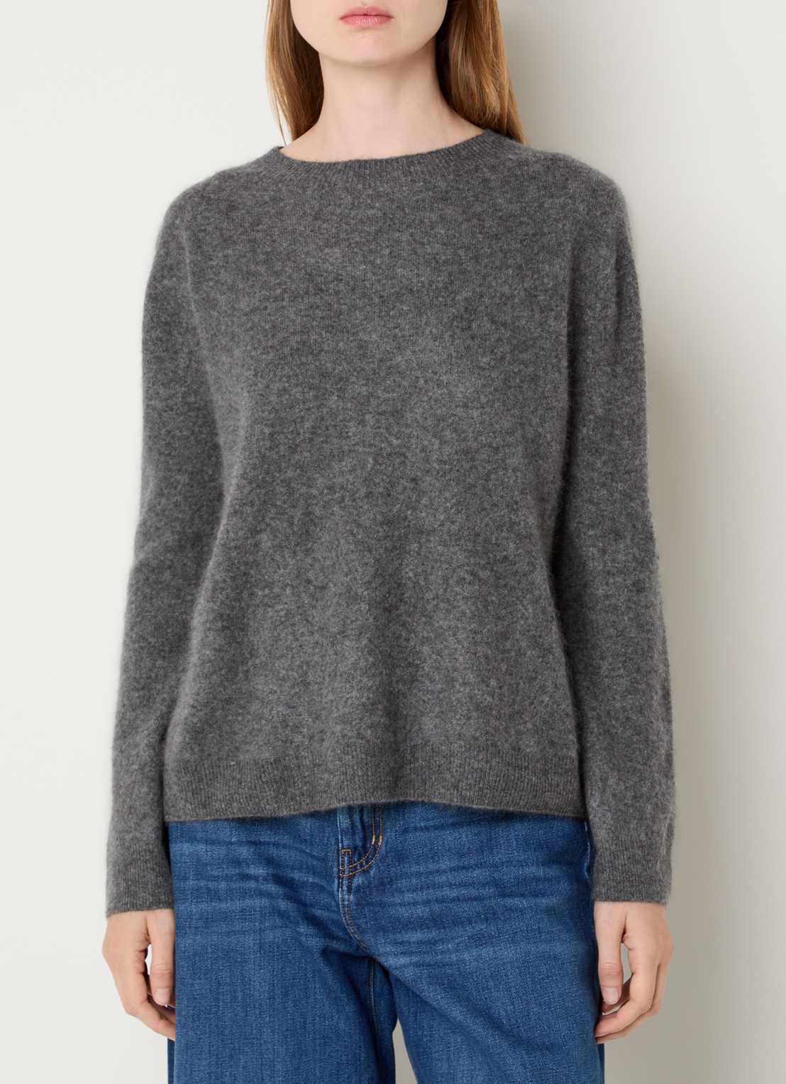 Max Mara Eco fijngebreide trui in kasjmierblend - detail 2 donkergrijs