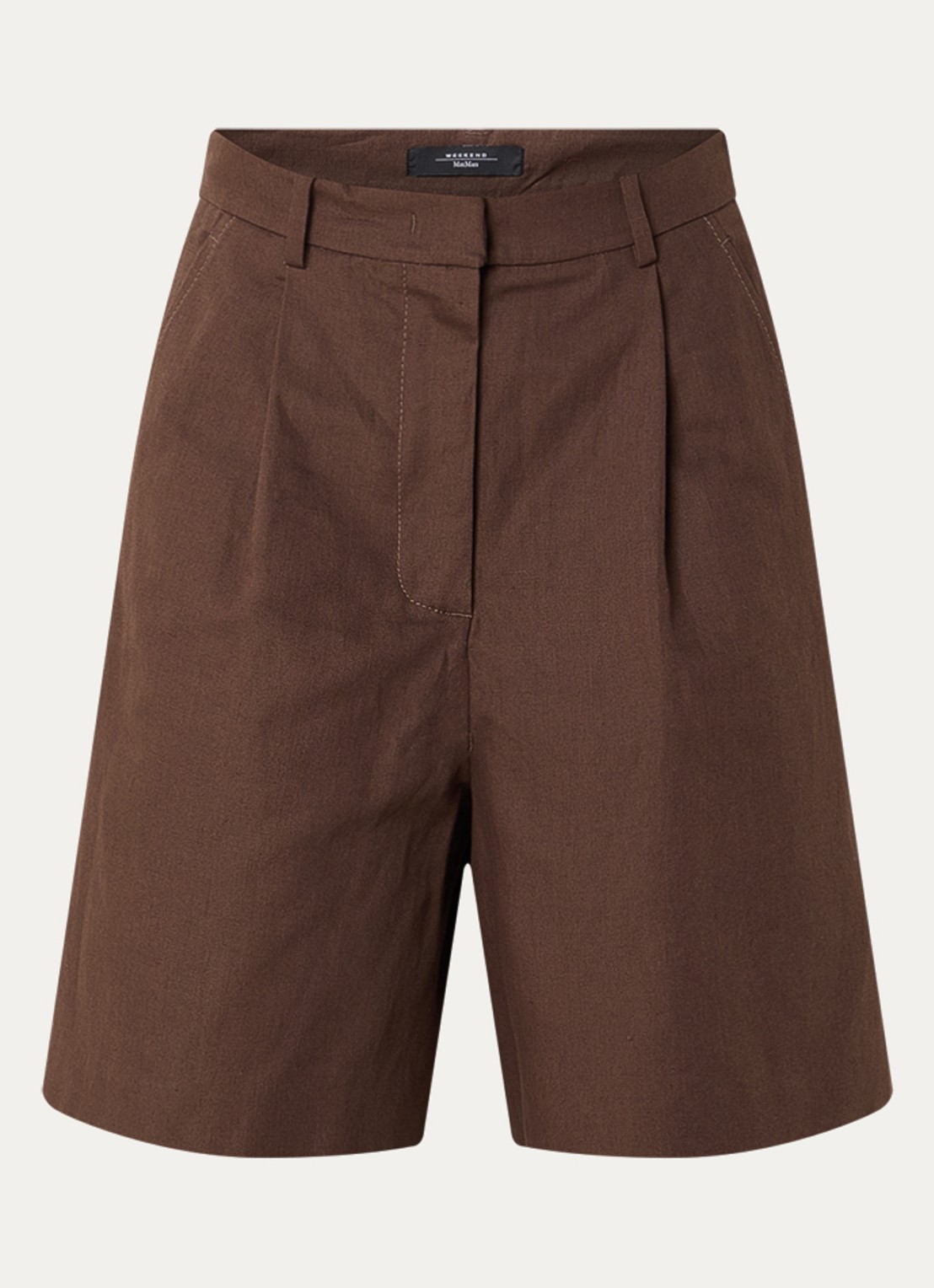 Max Mara Ecuba high waist straight fit korte broek in linnenblend - voorkant bruin