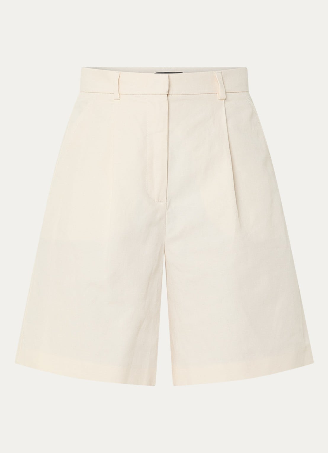 Max Mara Ecuba high waist straight fit korte broek in linnenblend - voorkant 2 gebroken wit