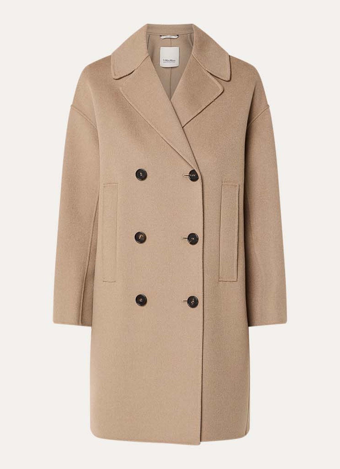 Max Mara Eden double-breasted mantel van scheerwol met steekzakken - voorkant 2 beige