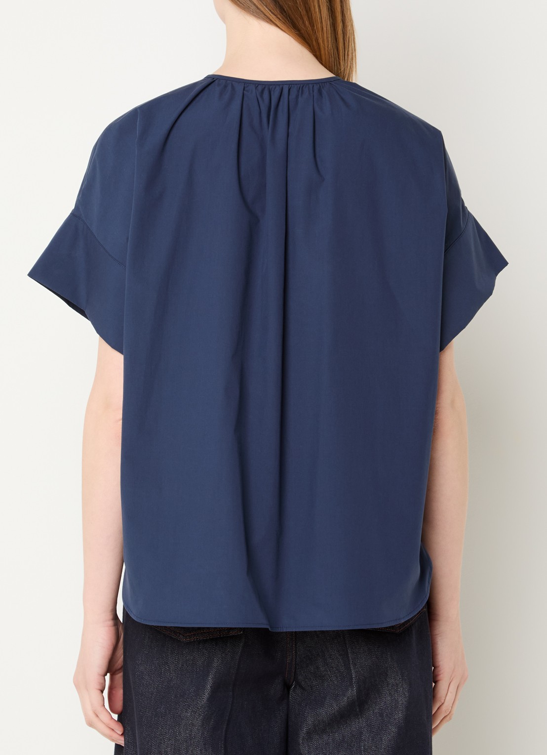 Max Mara Educata tuniek met ronde hals - achterkant donkerblauw